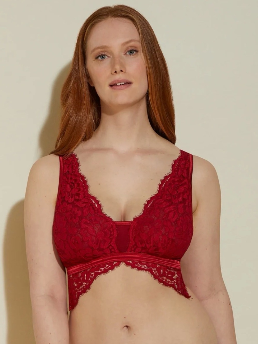 Cosabella Lace Longline Bralette Magnolia Curvy XS sindoor Red Bra 0 2 NWT